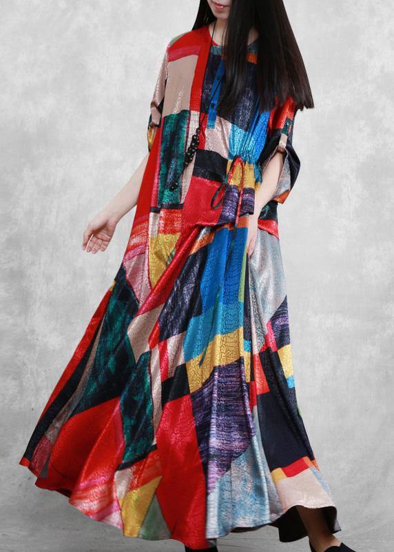 Silk Summer Dress Print a Line Dresses
