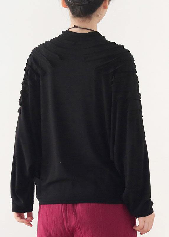 Boutique Black O-neck Fall Cotton Cozy Sweater