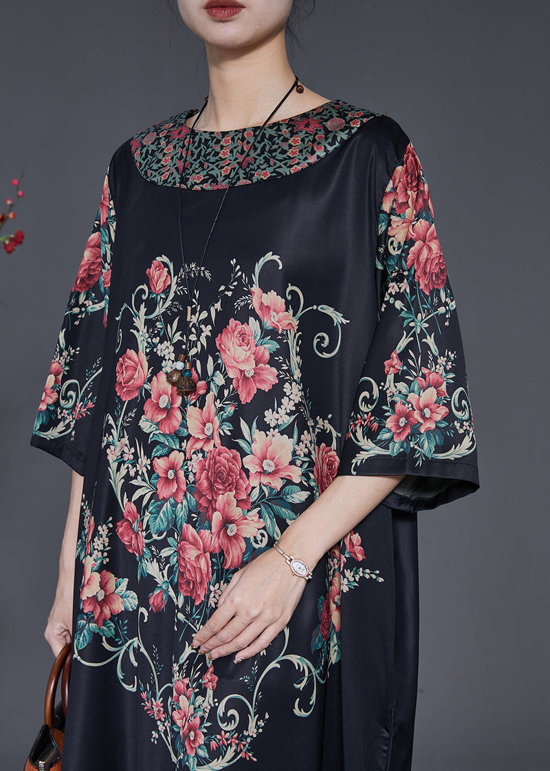 Black Oversized Silk Dresses Summer