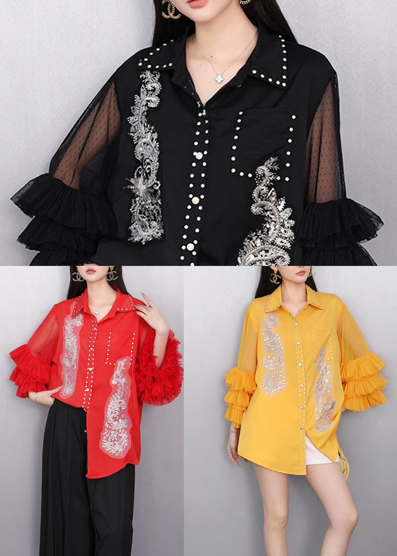 Black Embroidered Rhinestone Shirt Bracelet Sleeve
