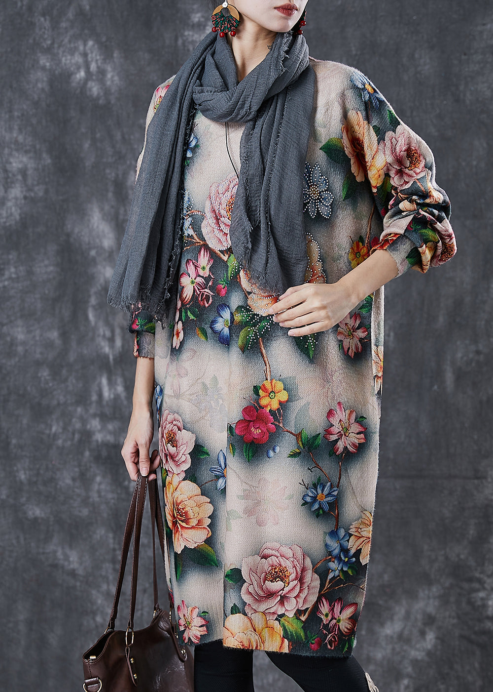 Diy Khaki Oversized Knit Maxi Dresses Spring