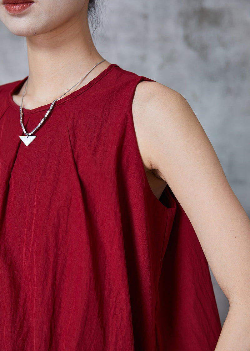 Natural Mulberry O-neck Cotton Tank Tops Sleeveless