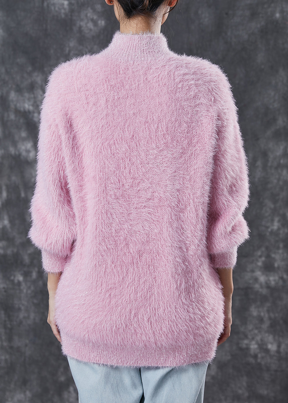 Boutique Purple Tasseled Thick Mink Hair Knitted Pullover Winter