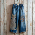 Casual Cute Diamond Cat Vintage Jeans elevenforest
