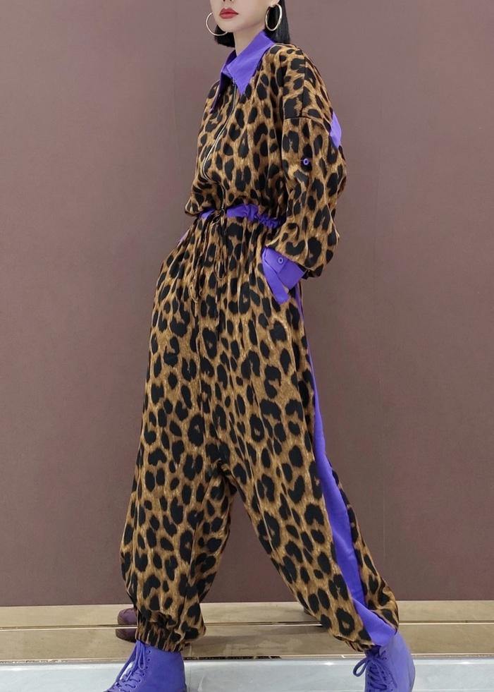 Unique Leopard Fall Spring Jumpsuit Pants