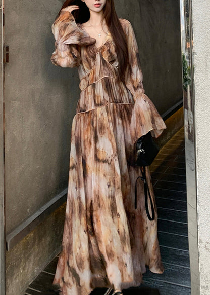 Tie Dye Long Dress and Spaghetti Strap Dress Two Pieces Set Spring