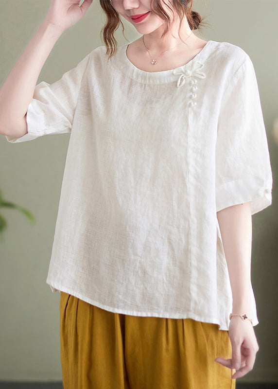 Pink O Neck Patchwork Cotton T Shirt Summer