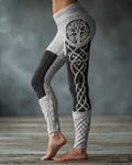 Vintage Viking Tree Of Life Celtic Knot Art Knit Jacquard Cozy Leggings artswardrobe