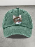 Comstylish Cute Cat Face Embroidered Hat