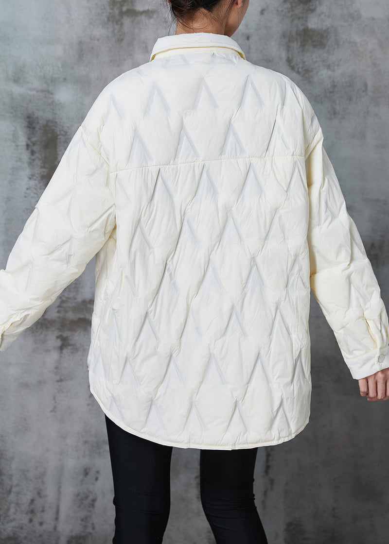 White Oversized Pocket Fine Cotton Filled Coat Winter