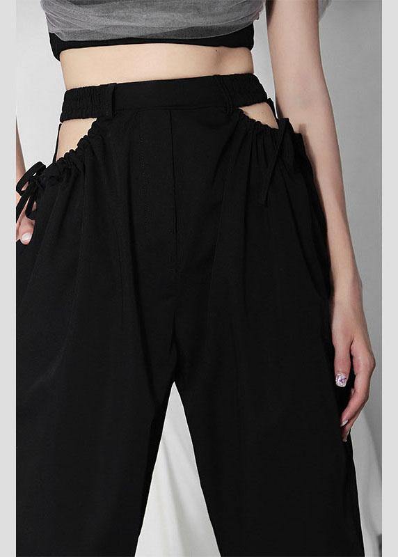 Black High Waist Cinchedcargo Pants