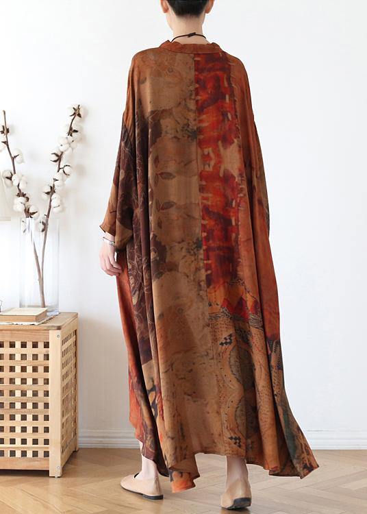 Chocolate Print Button Spring Chiffon Dress