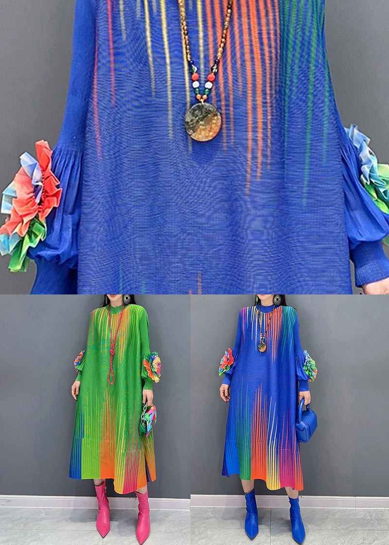Green O Neck Decorated Cotton Dress Spring