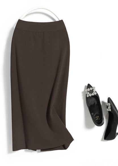 Black Elastic Waist Knit Maxi Skirt Fall