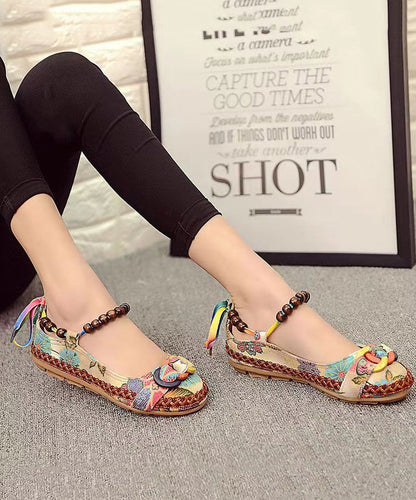 Style Handmade Beaded Flat Sole Single Shoes Soofairy Shoes-20251