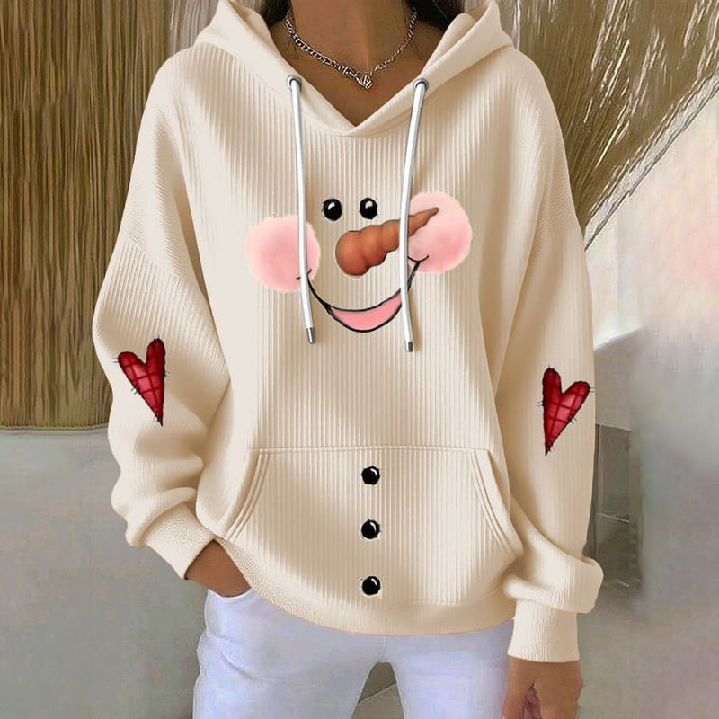 Comstylish Women's Christmas Snowman Print Casual Hoodie