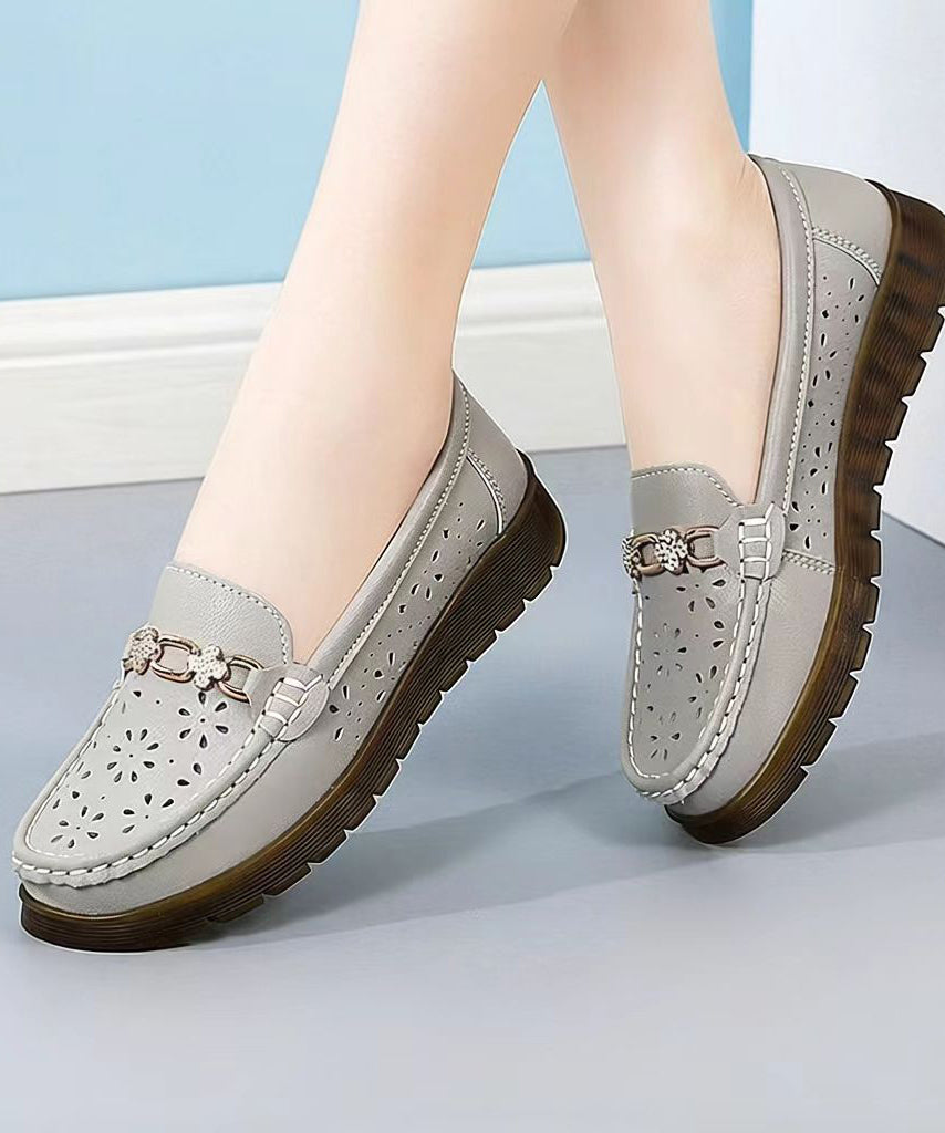 Beige Flat Shoes Hollow Out Flat Shoes for