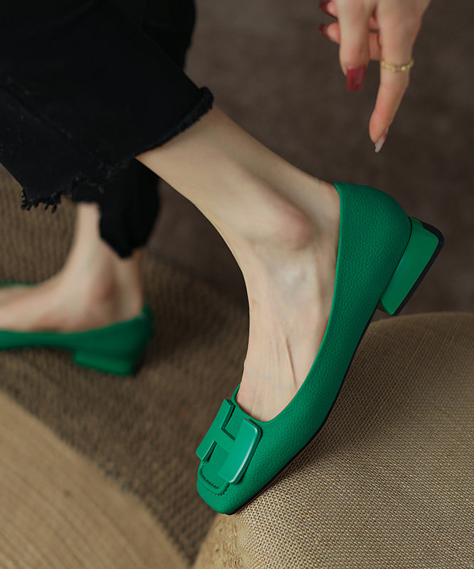 Black Comfy Cowhide Leather Splicing Flat Shoes