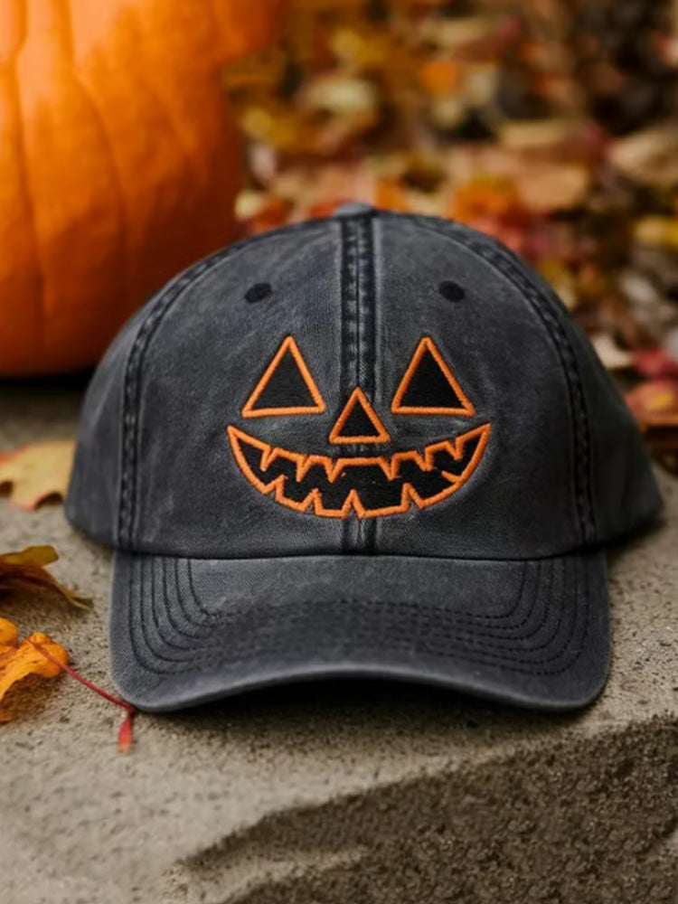 Autumn Halloween Ghost Smiling Face Printed Baseball Cap artswardrobe
