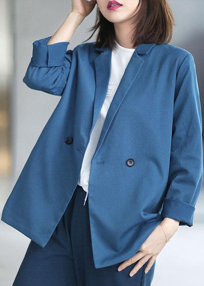 Loose Blue Peterpan Collar Button Fall Coats Long Sleeve