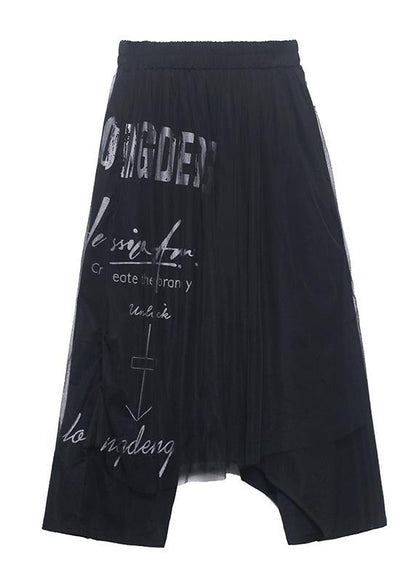 Diy Black Patchwork Letter Pants