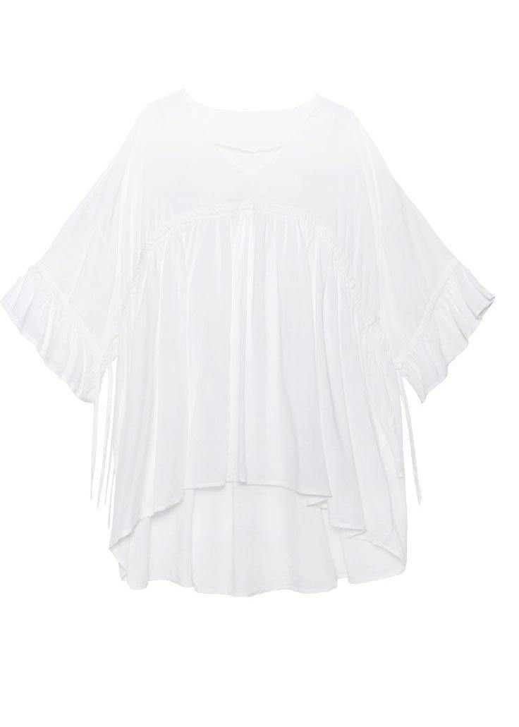 Black V Neck Cinched Low High Design Top