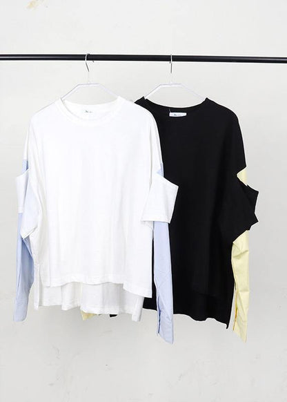Street White Patchwork O-neck Sweatshirt