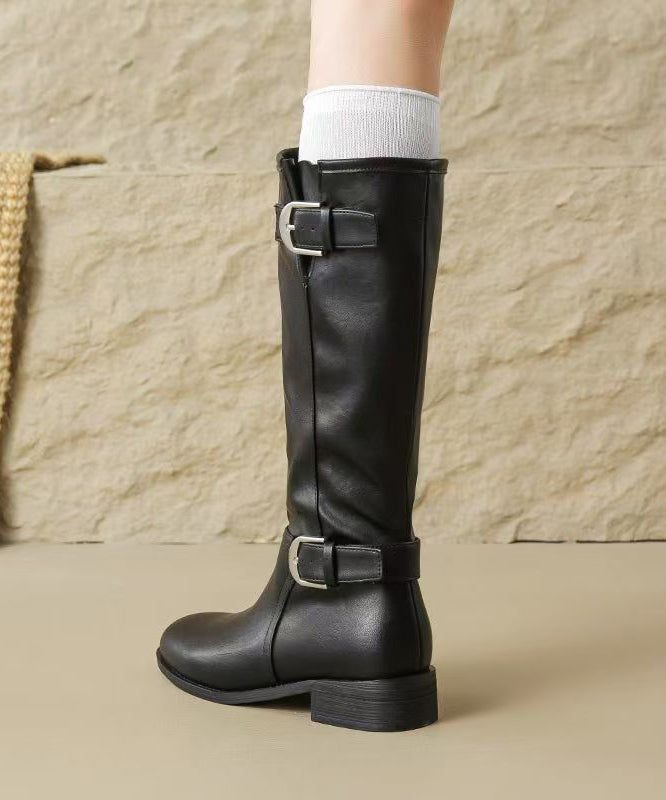 Buckle Splicing Chunky Boots Khaki Suede