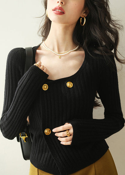 Red O Neck Double Breast Knit Cardigan Spring