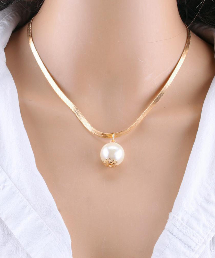 Gold Chain Pearl Necklace for Baroque Pearl Metal Two Piece Set