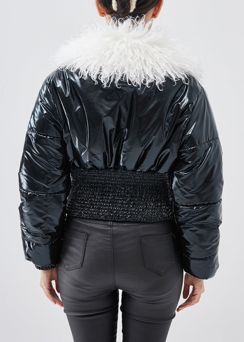 Black Faux Fur Collar Fine Cotton Filled Coats Winter