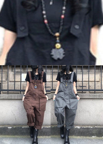 French Black Patchwork Button Jumpsuit Summer