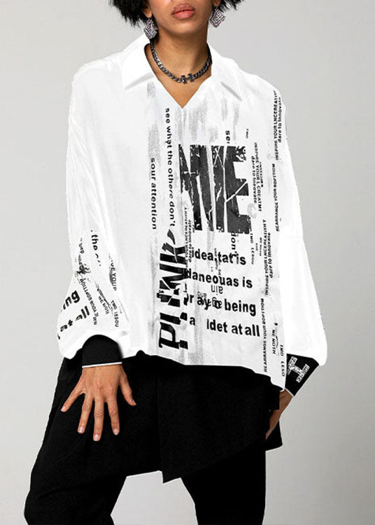 Black Peter Pan Collar Print Cotton Shirts Spring
