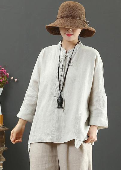 Art Nude Clothes for Stand Collar Pockets Knee Spring Blouse