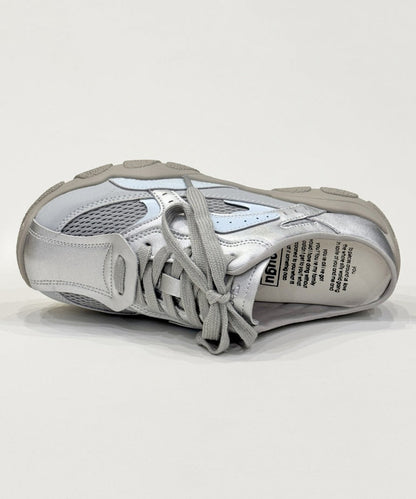 Silver Platform Faux Leather Splicing Slide Sandals Lace Up