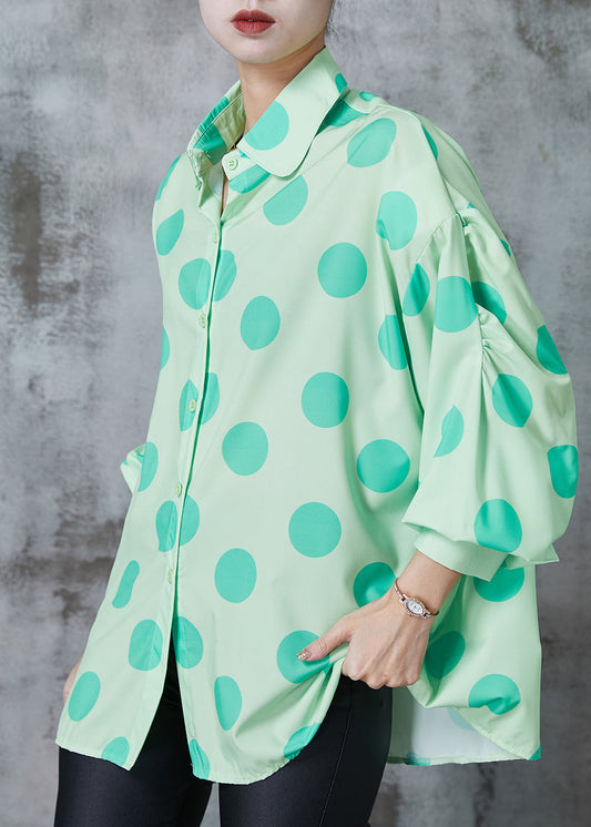 Diy Green Oversized Wrinkled Cotton Blouses Spring