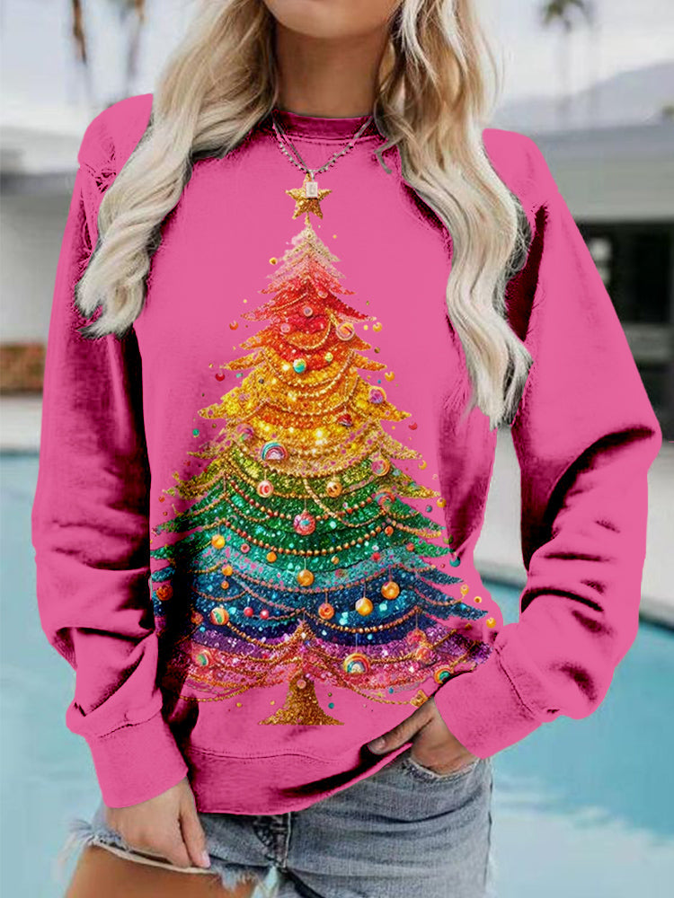 Comstylish Glitter Sparkly Christmas Tree Comfy Sweatshirt