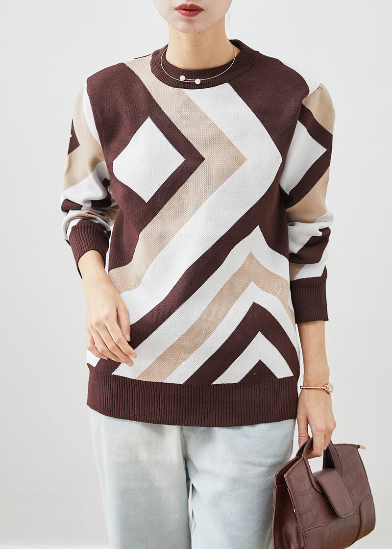 Chocolate Print Thick Knit Short Sweater Winter