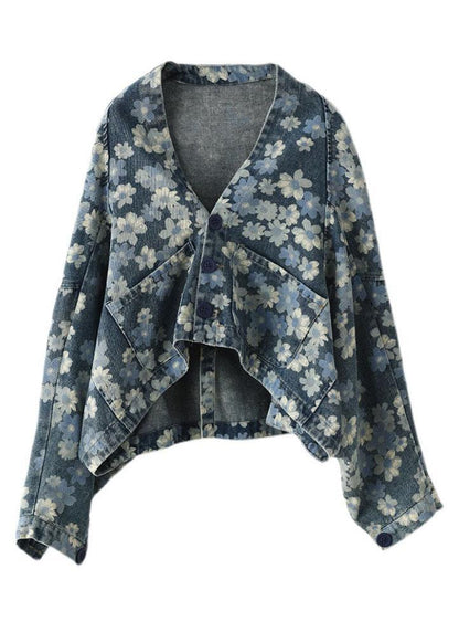 Handmade Black Pockets Denim Long Sleeve Short Coats