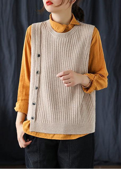 Yellow Crane Tops O Neck Sleeveless Spring Sweaters