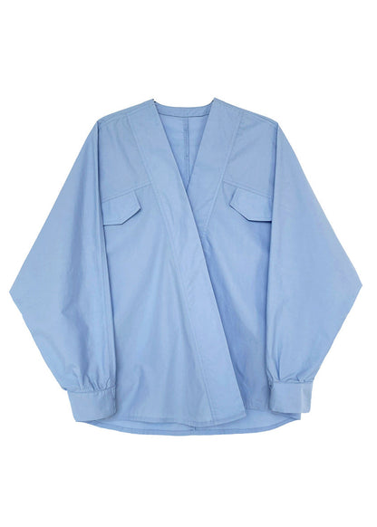 French White V Neck Cotton Shirts Top Batwing Sleeve