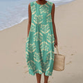 Women's Vintage Floral Art Print Sleeveless Casual Dress artswardrobe