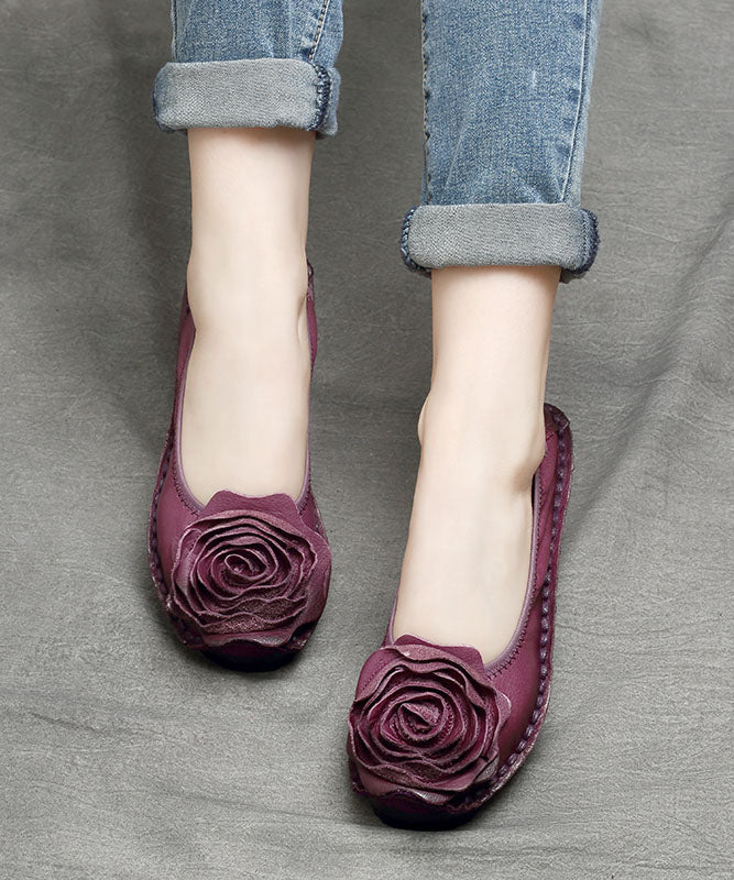 Handmade Splicing Flats Red Cowhide Leather Penny Loafers