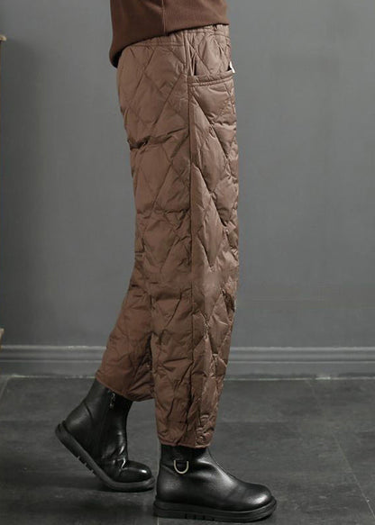 Coffee Pockets Fine Cotton Filled Crop Pants Winter