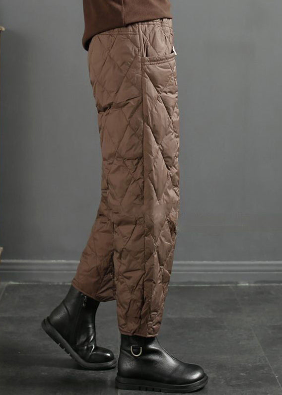 Coffee Pockets Fine Cotton Filled Crop Pants Winter
