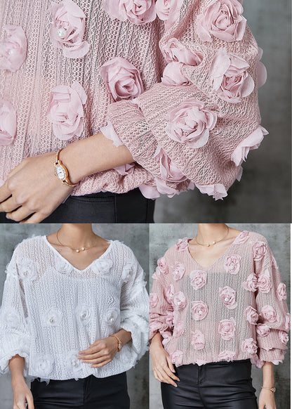 White V Neck Knit Shirts Spring