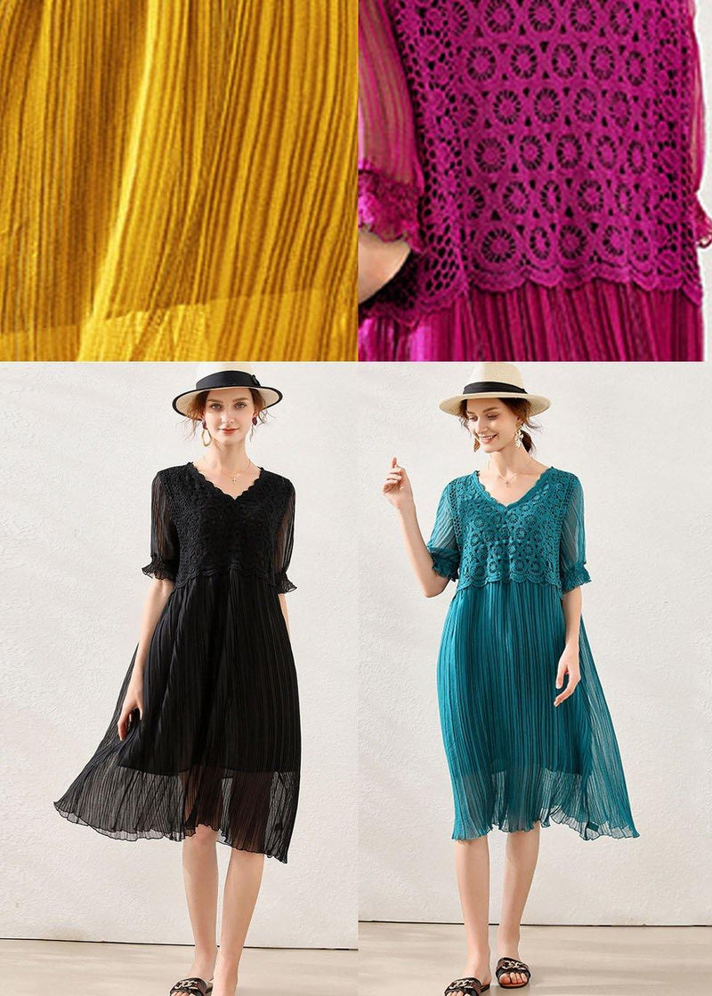 Fitted Yellow V Neck Hollow Out Spring Maxi Dress Short Sleeve