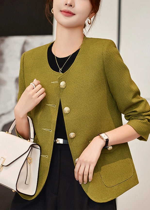Formal Light Green Cotton Jackets Oversized Fall