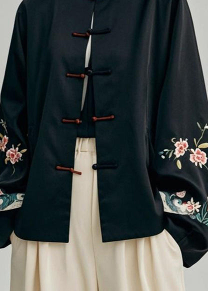 Black Print Patchwork Coats Fall