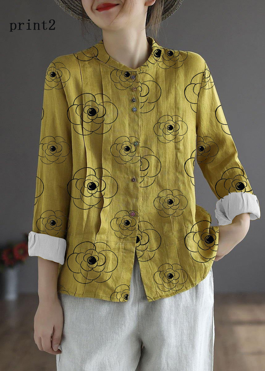 Gray Geometry Button Fall Top Long Sleeve Linen